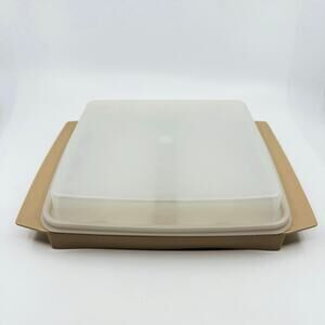 Tupperware 723-2 Tan/White Clear Egg Storage/Deviled Egg Carrier, VTG W/Egg Tray